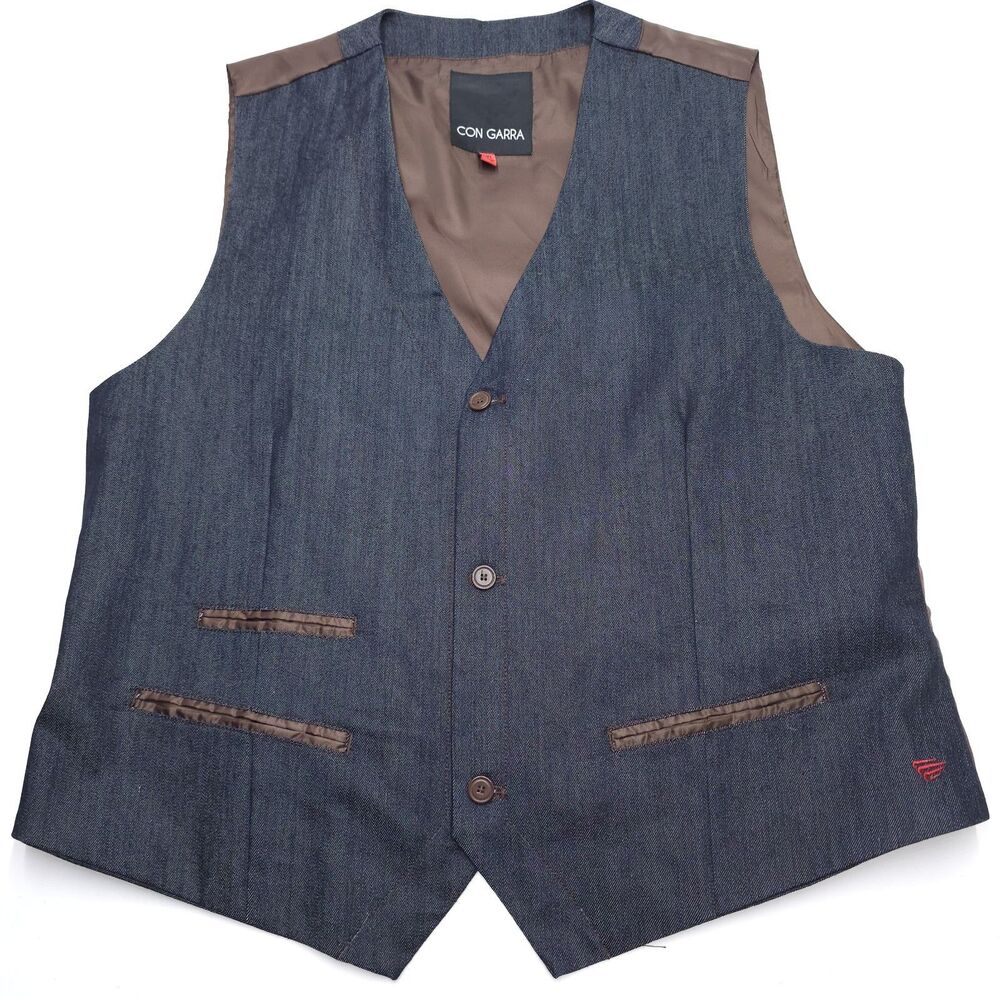 Vintage Con Garra Vest Mens 2XL Blue Denim Pockets